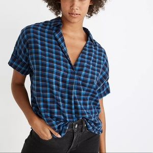 Madewell Popover Plaid Top